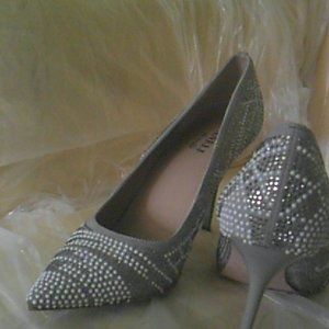 Taupe Pumps by Vaneli with Pearl n Crystals Sz 10